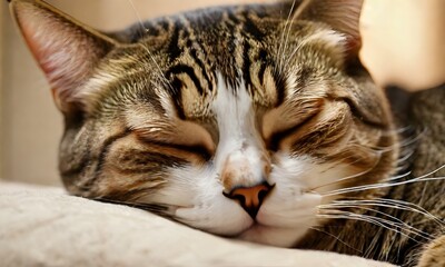 Portrait of a sleeping cat with closed eyes