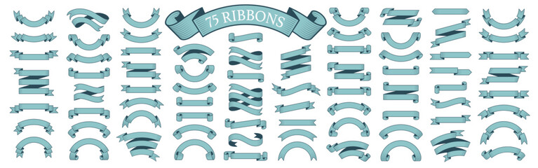 vector set of 75 ribbons - obrazy, fototapety, plakaty