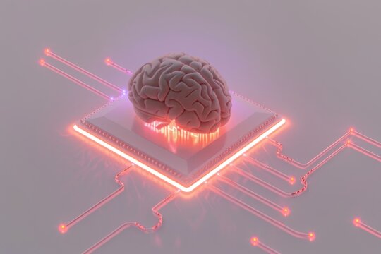 AI Brain Chip semiconductor. Artificial Intelligence risk mind vital signs monitoring axon. Semiconductor micro electro mechanical system circuit board euv