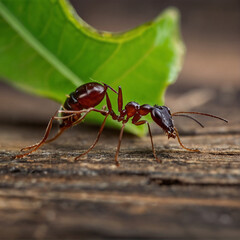 Ant with leaf nature background