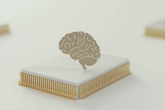 AI Brain Chip brain. Artificial Intelligence solution human futurism mind circuit board. Neuronal network ai infrastructure smart computer processor huntington disease