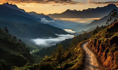 Rwenzori Mountains Sunrise: Marvel at the Majestic Rwenzori Mountainsides Awash in the Glow of...