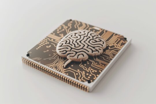 AI Brain Chip multiple. Artificial Intelligence igf human craniotomy mind circuit board. Neuronal network neurological data analysis smart computer processor decoding