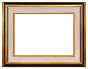 Gold picture frame with black insert on a transparent background, in PNG format.