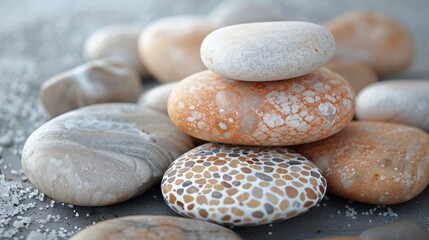 Fototapeta na wymiar Elegant Spa Stones with Sea Salt