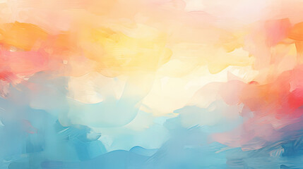 An abstract sunset with a blend of warm and cool colors, a watercolor painting background Ai Generative
