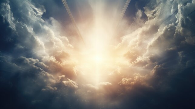 Divine Glory: Worship and Prayer Cinematic Clouds and Light Rays Background for Spiritual, Fantasy - Powered by Adobe