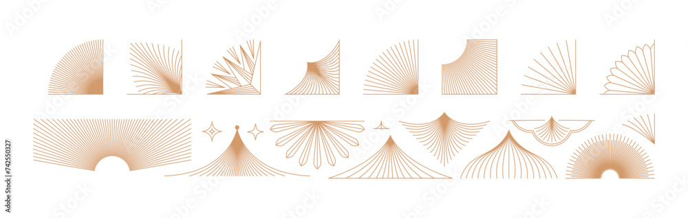 Aufkleber Vector design elements and simple illustrations in simple linear style, packaging template and stickers, minimal designs for golden foil printing, cards, invitations and prints