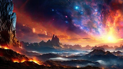 Hubble-Inspired Nebula: Ultra HD Artistry - obrazy, fototapety, plakaty