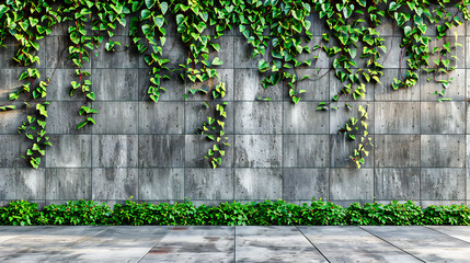 Green ivy wall texture, showcasing the natural pattern and growth of plants against an old brick backdrop in a garden setting