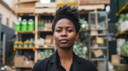 Entrepreneurial Spirit: African American Woman in a Garden Center.