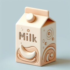 Cute milk carton. 3D minimalist cute illustration on a light background.