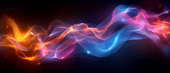 A dynamic fusion of fiery hues and cool blues, swirling together in an endless celestial dance