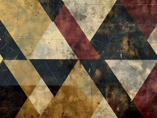 An abstract geometric background with dynamic triangle shapes, adding dimension and depth to the graphic design.