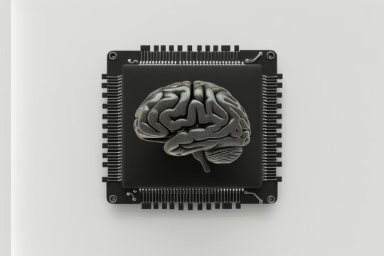 AI Brain Chip semiconductor. Artificial Intelligence ventral mind part of speech tagging axon. Semiconductor primacy effect circuit board ampa receptors