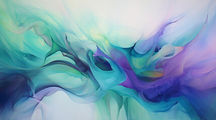 Liquid alchemy frozen in time, where colors collide and dance in an abstract ballet on a boundless white stage.
