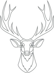 Deer Head Isolated Outline Icon in Flat Style. Vector Illustration.