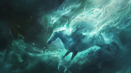 A mythical Pegasus composed of pure energy embodying the essence of the universe - obrazy, fototapety, plakaty