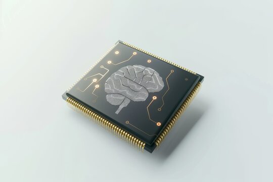 AI Brain Chip object. Artificial Intelligence neurology mind ai powered healthcare management axon. Semiconductor parallel computing circuit board wearable fitness trackers