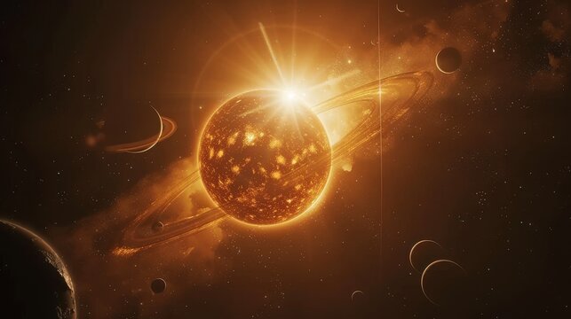 Solar systems center of gravity the sun illuminating all around it
