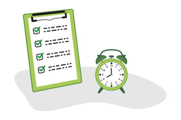 Time management concept. working time. efficiency. job Schedule. Time control plan. finishing all job or task on time. Vector illustration isolated on white background.