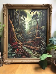 Decadent Chocolate Factories Framed Landscape Print: Vintage Forest Wall Art Painting