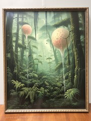 Dreamy Bubble Blowing Meadows Framed Vintage Painting - Rainforest Landscape.identity.gstatic