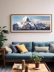 Vintage Glacial Mountain Passes Landscape Poster: Panoramic Views in a Vintage Painting