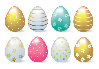 Easter eggs set on white background. Vector illustration.