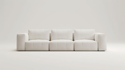 Minimalistic White Sofa with Comfortable Cushions - Perfect for Interior Design Catalogs and Modern Home Decor
