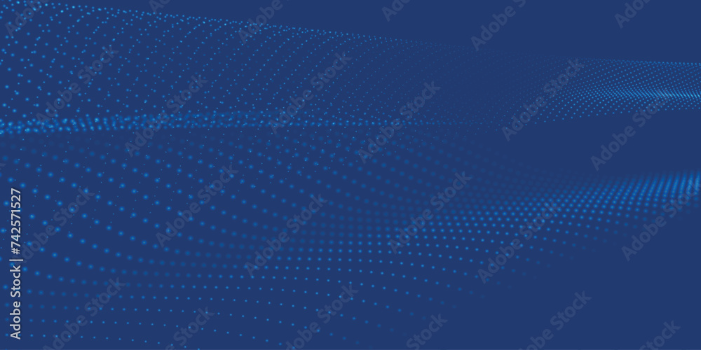 Poster abstract digital particle wave. futuristic dotted wave. big data digital code. technology or science