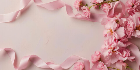 Soft Pink Floral and Ribbon Frame - Ideal for Wedding Stationery and Romantic Event Backgrounds