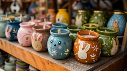 DIY Easter Bunny and Egg Motif Candle Jars