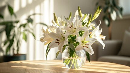 Serene Easter Lilies Bouquet in Bright Living Room