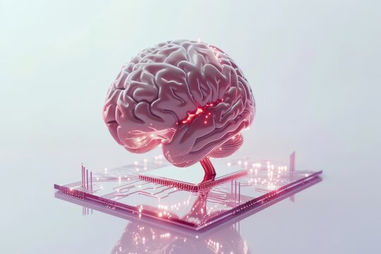 AI Brain Chip neural. Artificial Intelligence software mind collaboration server axon. Semiconductor metal organic chemical vapor deposition laser circuit board visual cortex