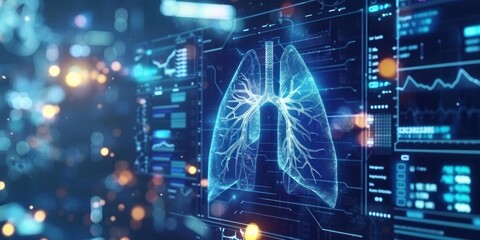 Futuristic medical research or lungs health care - obrazy, fototapety, plakaty