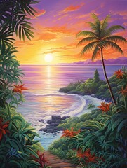 Fototapeta na wymiar Nature Artwork: Tropical Island Paradises - Impressionist Landscape and Artistic Beach Scenes
