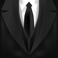 vector with black suit and white shirt with tie. gentleman's going out outfit