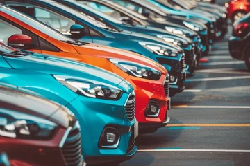 Foto op Plexiglas Rows of cars in the parking lot. © WaxWing_Ai