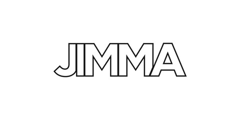 Jimma in the Ethiopia emblem. The design features a geometric style, vector illustration with bold typography in a modern font. The graphic slogan lettering.