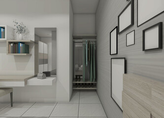 Desk Cabinet and Corner Storage Rack Display for Interior Bedroom