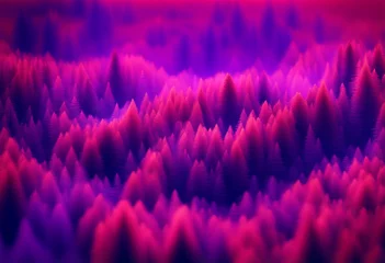 Papier Peint photo Violet Conceptual and abstract landscape with trees. Thermal effect filter. Curious illustration.