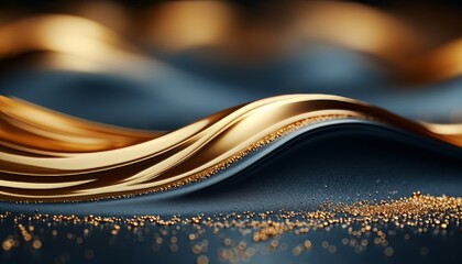 Background with sand, sparks and golden bokeh,futuristic design,lights on dark blue background with blurred bokeh background