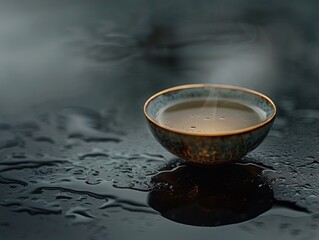 Cup of tea on a reflective surface