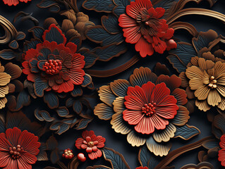Seamless pattern with abstract flowers