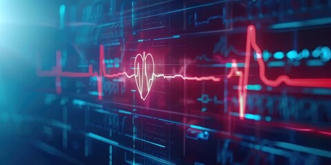 closeup heartbeat Electrocardiogram on computer screen  - obrazy, fototapety, plakaty