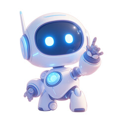Happy cute robot on transparent background, friendly and cheerful robot. Friendly mini robot. PNG image. Generative AI