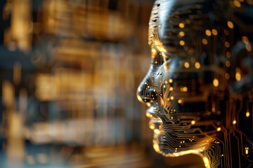Portrait of an artificial intelligence robot 