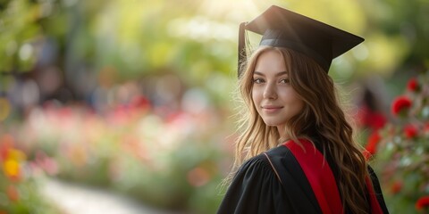A joyful graduation celebration with a group of successful students in academic attire.