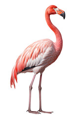 Obraz premium Pink flamingo isolated on transparent background. Generative AI